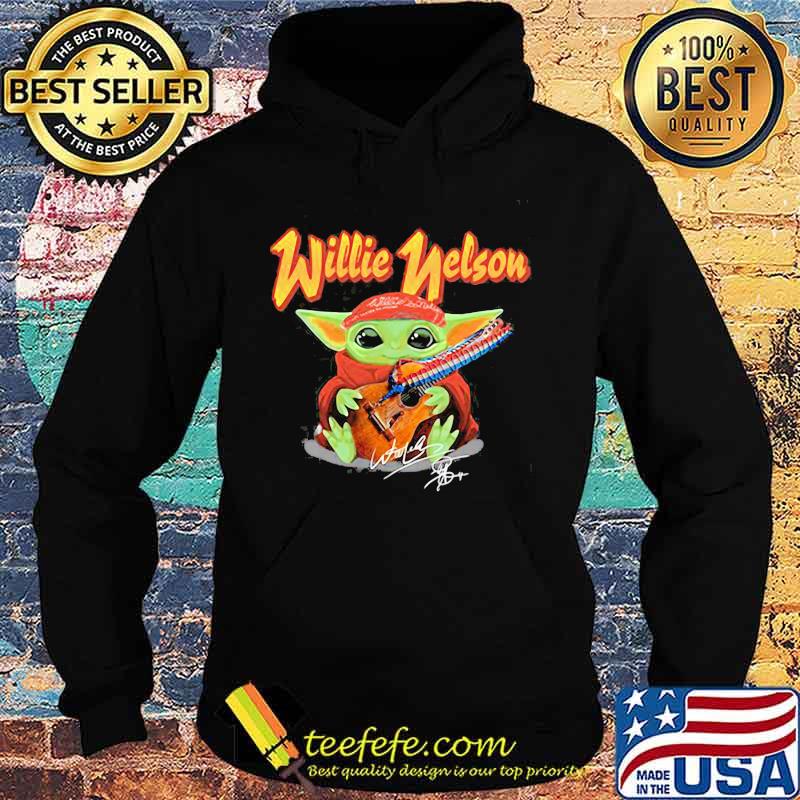 Baby Yoda hug Willie Nelson signature s Hoodie Baby Yoda hug Willie Nelson signature s Hoodie