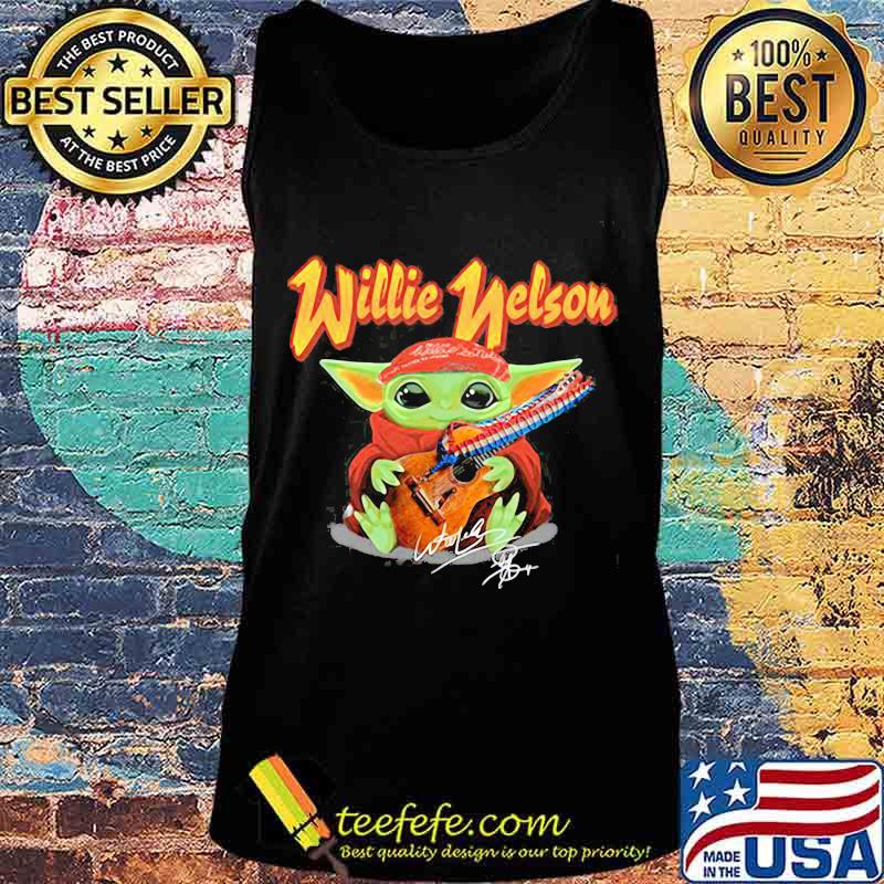 Baby Yoda hug Willie Nelson signature s Tank top Baby Yoda hug Willie Nelson signature s Tank top