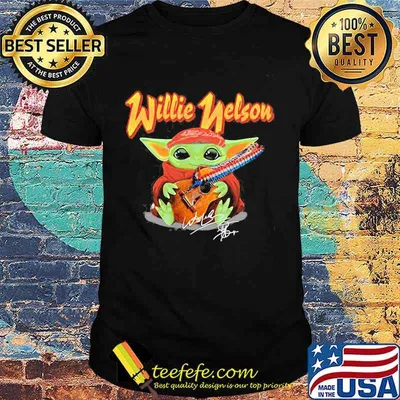 Baby Yoda hug Willie Nelson signature shirt