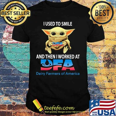 Baby yoda i used to smile and then i worked at dfa dairy farmers of america shirt
