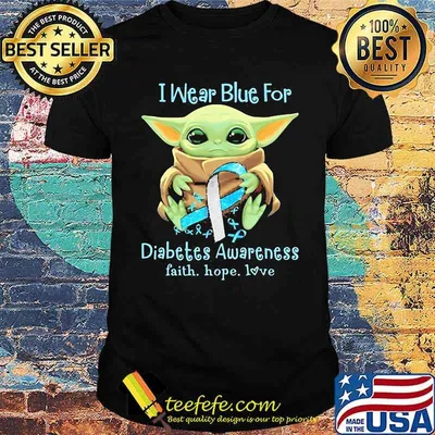 Baby yoda i wear blue for diabetes awareness faith hope love shirt