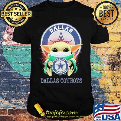 Baby yoda mask hug dallas cowboys football shirt