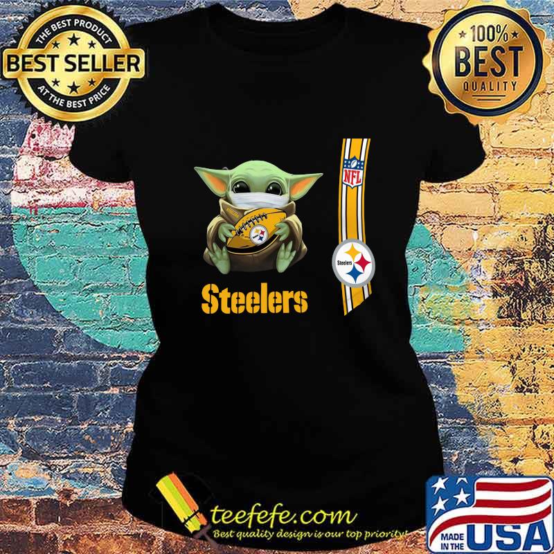 Baby yoda mask hug pittsburgh steelers nfl s Ladies tee Baby yoda mask hug pittsburgh steelers nfl s Ladies tee