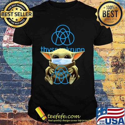 Baby yoda mask hug thyssenkrupp logo shirt