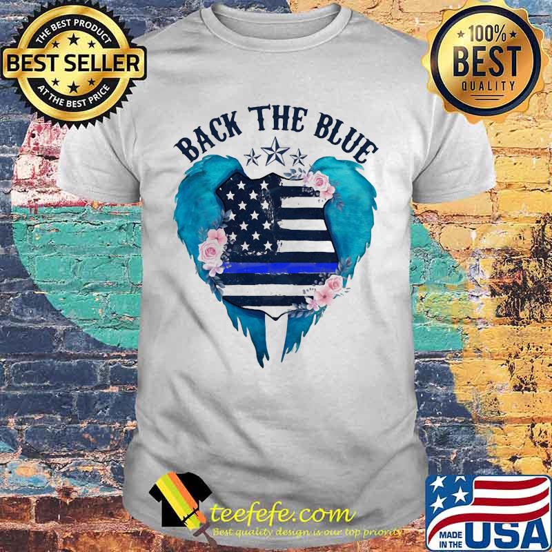 Back the blue american flag independence day wings flowers shirt