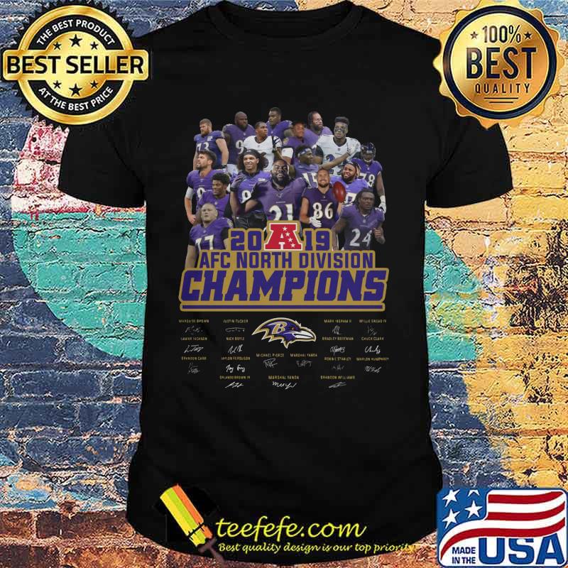 Baltimore ravens football 2019 afc north division champions signatures shirt Baltimore ravens football 2019 afc north division champions signatures shirt