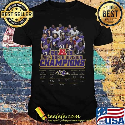 Baltimore ravens football 2019 afc north division champions signatures shirt