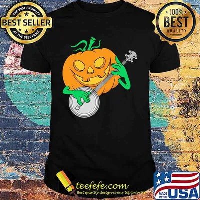 Banjo Pumpkin Happy Halloween Bluegrass Guitar Shirt