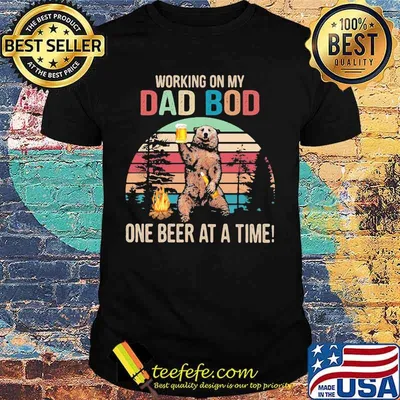 Bear Working on my dad bod one beer at a time Vintage retro shirt