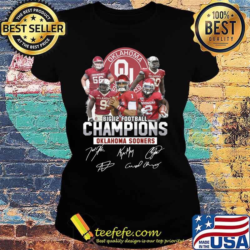 Big 12 football champions oklahoma ma sooners signatures s Ladies tee Big 12 football champions oklahoma ma sooners signatures s Ladies tee