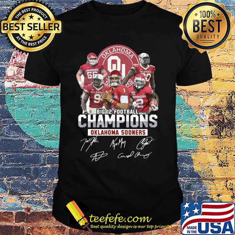 Big 12 football champions oklahoma ma sooners signatures shirt
