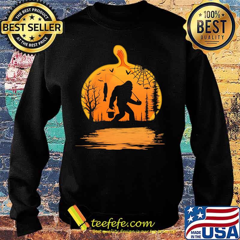 Bigfoot Fishing Pumpkin Halloween Shirt Sweater Bigfoot Fishing Pumpkin Halloween Shirt Sweater