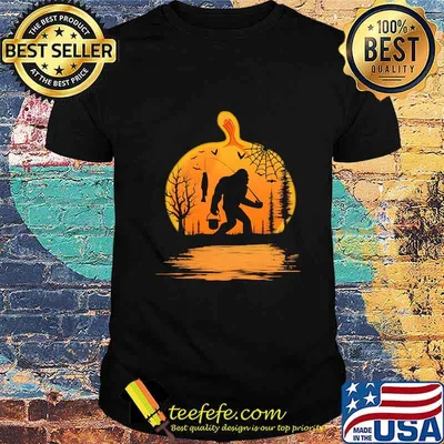 Bigfoot Fishing Pumpkin Halloween Shirt