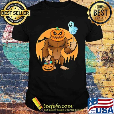 Bigfoot Halloween Pumpkin Head Sasquatch Candy Bucket shirt
