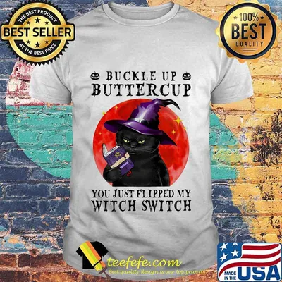 Black Cat Buckle Up Butter Cup You Just Flipped My Witch Switch Sunset shirt