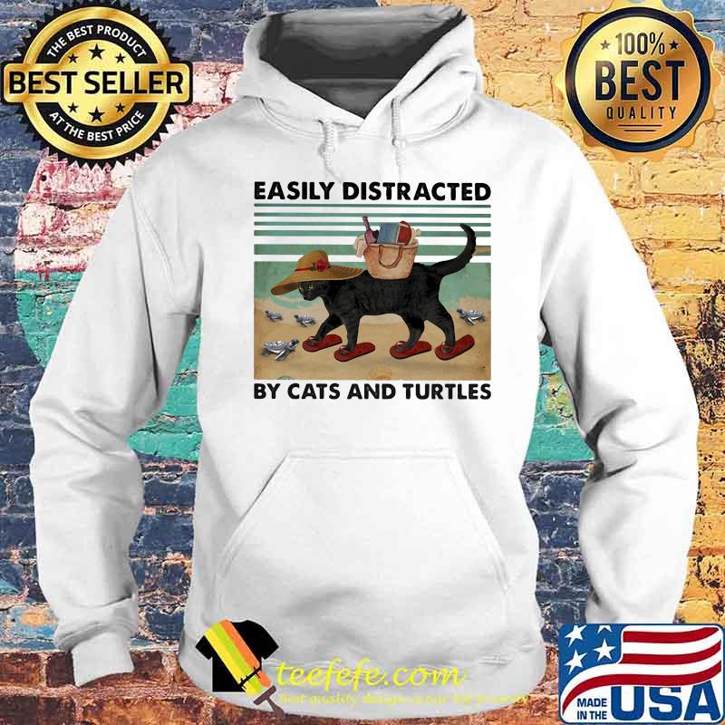 Black Cat Easily distracted by cats and turtles Vintage retro s Hoodie Black Cat Easily distracted by cats and turtles Vintage retro s Hoodie