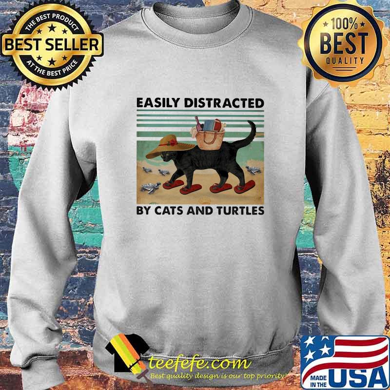 Black Cat Easily distracted by cats and turtles Vintage retro s Sweater Black Cat Easily distracted by cats and turtles Vintage retro s Sweater