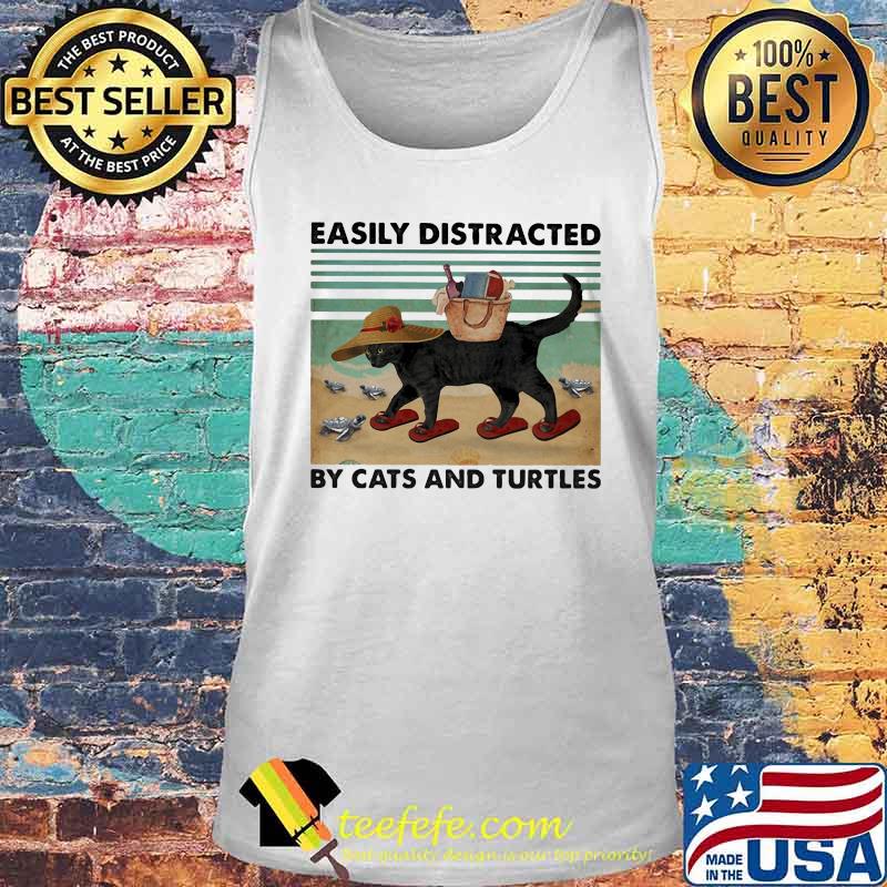 Black Cat Easily distracted by cats and turtles Vintage retro s Tank top Black Cat Easily distracted by cats and turtles Vintage retro s Tank top