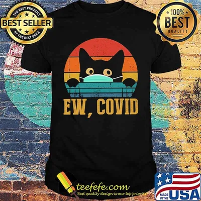 Black Cat Face Mask EW Covid Vintage retro shirt