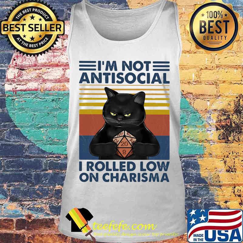 Black cat I'm not antisocial I rolled low on charisma Vintage retro s Tank top Black cat I'm not antisocial I rolled low on charisma Vintage retro s Tank top