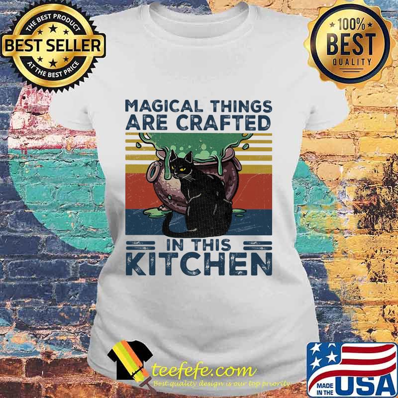 Black Cat Magical things are crafted in this kitchen vintage retro s Laides tee Black Cat Magical things are crafted in this kitchen vintage retro s Laides tee