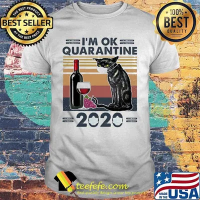 Black cat mask i'm ok quarantined vintage retro shirt