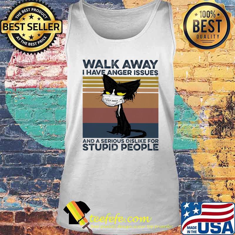 Black cat mask walk away i have anger issues and a serious dislike for stupid people vintage retro s Tank top Black cat mask walk away i have anger issues and a serious dislike for stupid people vintage retro s Tank top