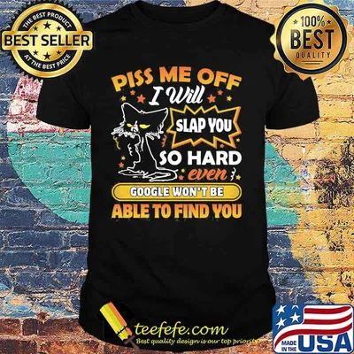 Black cat piss me off i will slap you so hard even google won't be able to find you star shirt