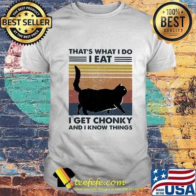 Black Cat That's What I do I Eat I get chonky and I know things Vintage retro shirt