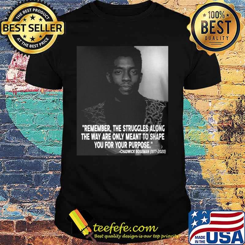 Black panther rip chadwick remember the struggles along the way are only meant to shape you for your purpose 1976 2020 shirt Black panther rip chadwick remember the struggles along the way are only meant to shape you for your purpose 1976 2020 shirt