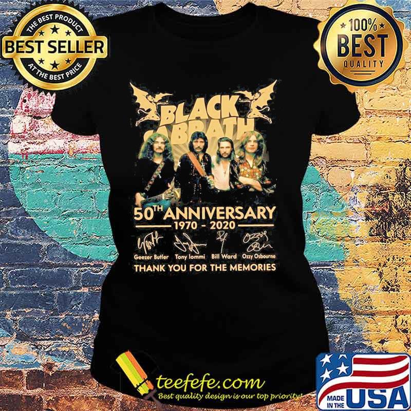 Black sabbath 50th anniversary 1970 2020 thank you for the memories signatures s Ladies tee Black sabbath 50th anniversary 1970 2020 thank you for the memories signatures s Ladies tee