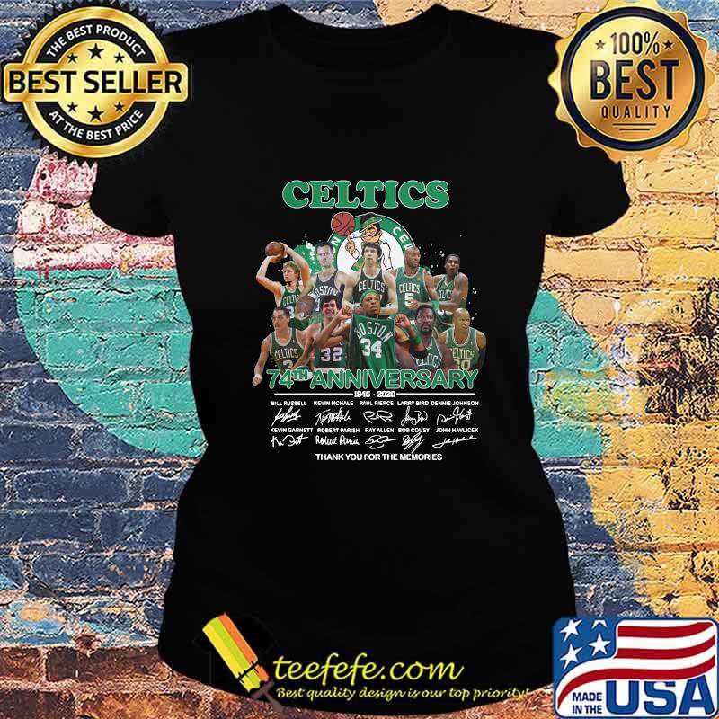 Boston celtics 74th anniversary 1946 2020 thank you for the memories signatures s Ladies tee Boston celtics 74th anniversary 1946 2020 thank you for the memories signatures s Ladies tee