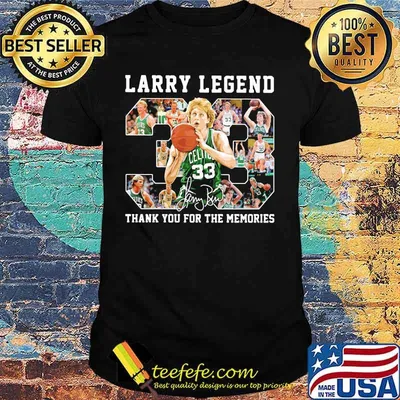Boston celtics larry legend 33 thank you for the memories signature shirt