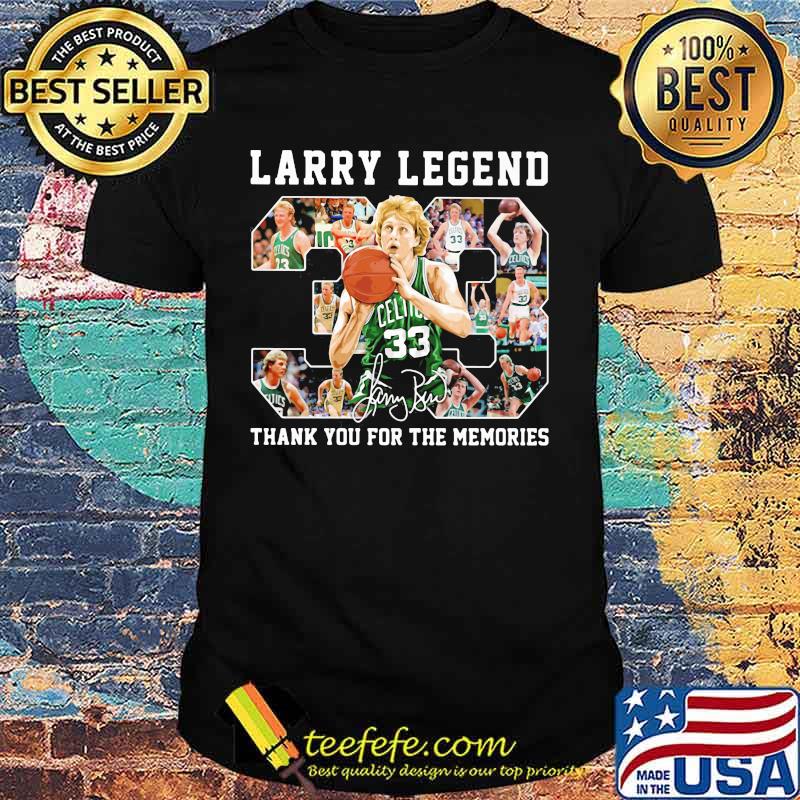 Boston celtics larry legend 33 thank you for the memories signature shirt