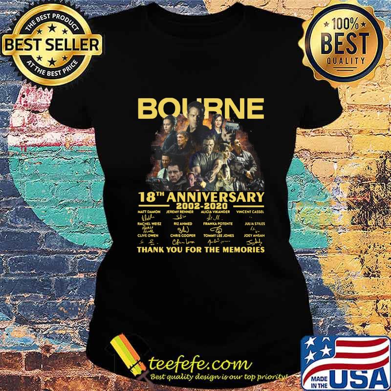 Bourne 18th anniversary 2002 2020 thank you for the memories signatures s Ladies tee Bourne 18th anniversary 2002 2020 thank you for the memories signatures s Ladies tee