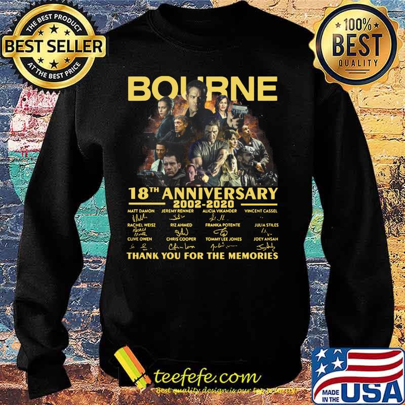 Bourne 18th anniversary 2002 2020 thank you for the memories signatures s Sweater Bourne 18th anniversary 2002 2020 thank you for the memories signatures s Sweater