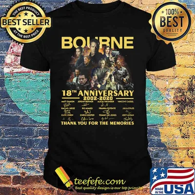 Bourne 18th anniversary 2002 2020 thank you for the memories signatures shirt