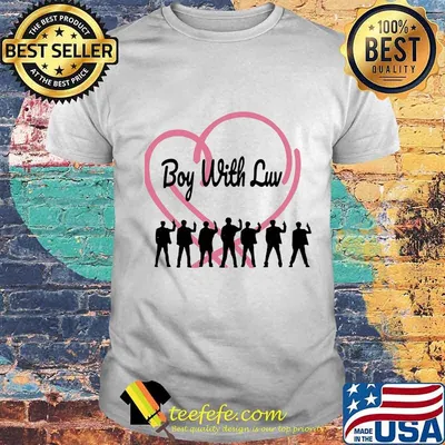 Bts band members boy with luv heart shirt