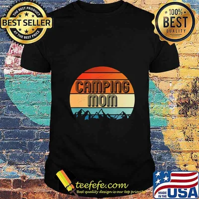 Camping Mom  Retro Vintage Sunset  Matching Family Couple T-Shirt
