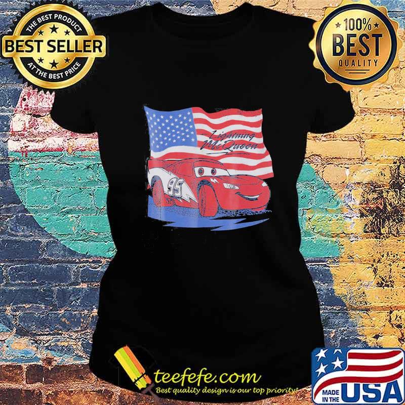 Car Lightning McQueen American Flag s Ladies tee Car Lightning McQueen American Flag s Ladies tee
