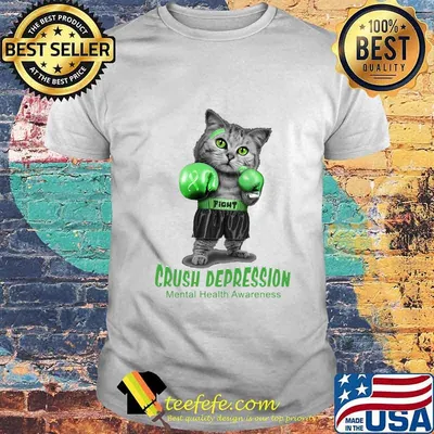 Cat boxing fight crush depression mental health awareness shirt