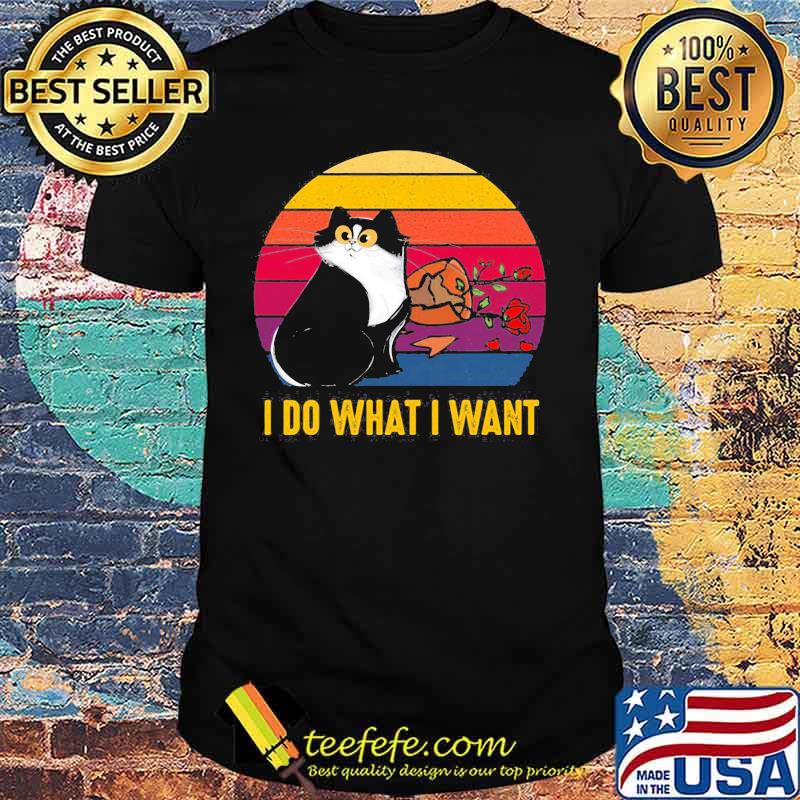 Cat broke vase I do what I want Vintage retro shirt