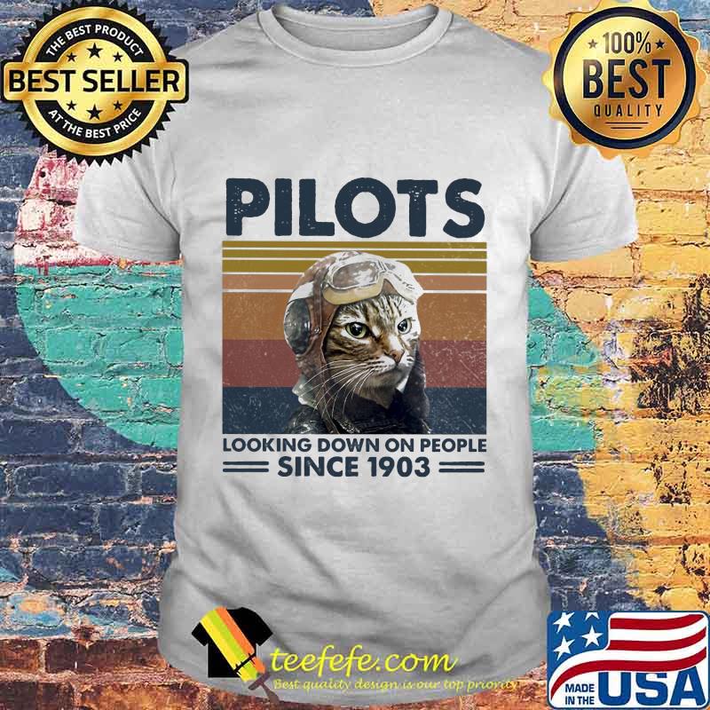 Cat pilots looking down on people since 1903 vintage retro shirt
