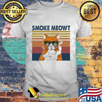 Cat weed smoke meowt vintage retro shirt