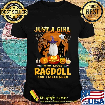 Cat witch just a girl who loves ragdoll and halloween shirt