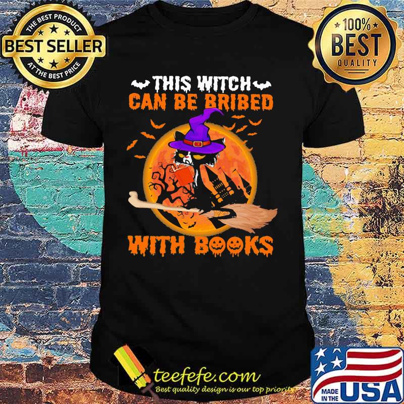 Cat witch this witch can be bribed with books moon shirt