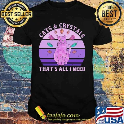 Cats and crystals that's all i need vintage retro shirt