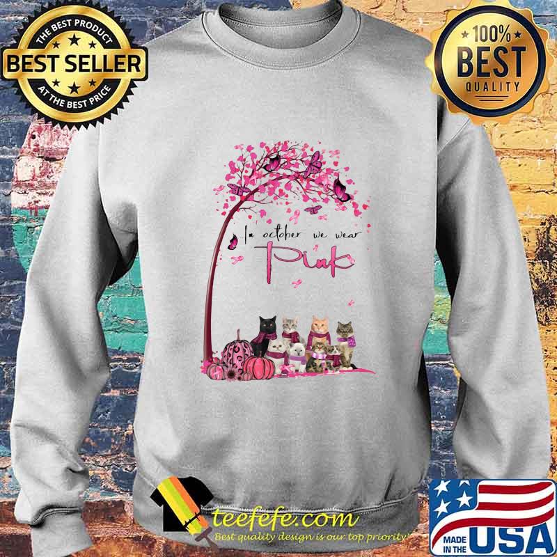 Cats in october we wear pink leaves tree s Sweater Cats in october we wear pink leaves tree s Sweater