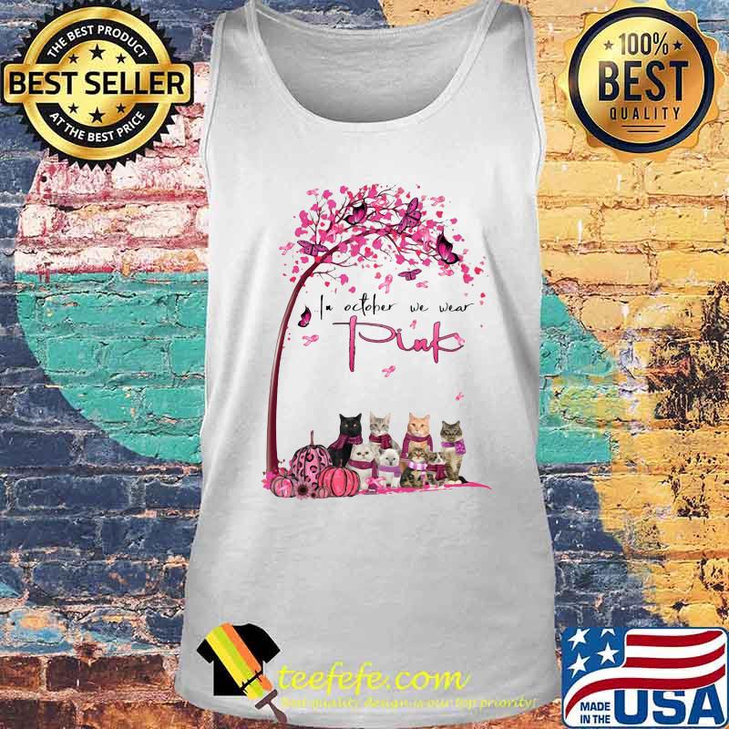 Cats in october we wear pink leaves tree s Tank top Cats in october we wear pink leaves tree s Tank top
