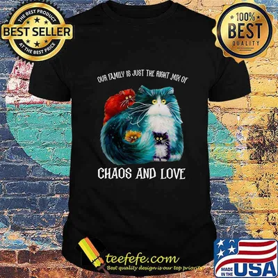 Cats our family is just the right mix of chaos and love shirt